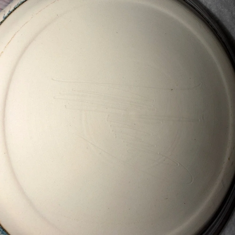 Ben Campbell Studio Pottery Signed Salad Plates Set of 6 Blue Glaze 8.25